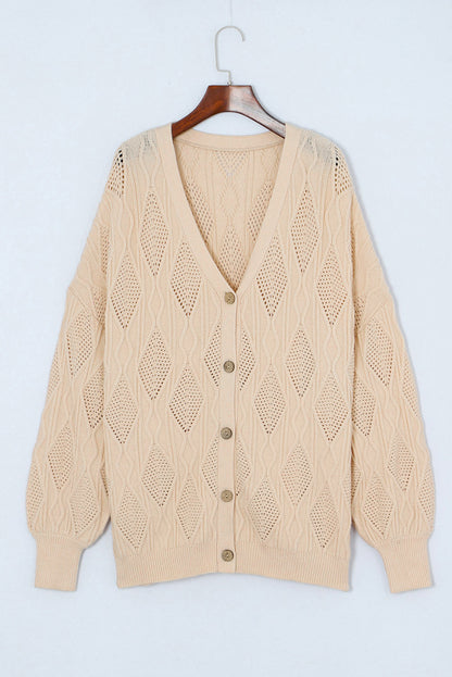 Apricot plus size hollow-out cardigan