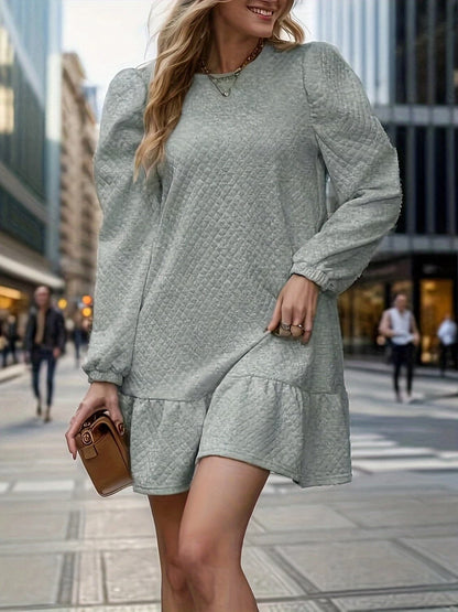 Chic cotton blend long sleeve mini dress