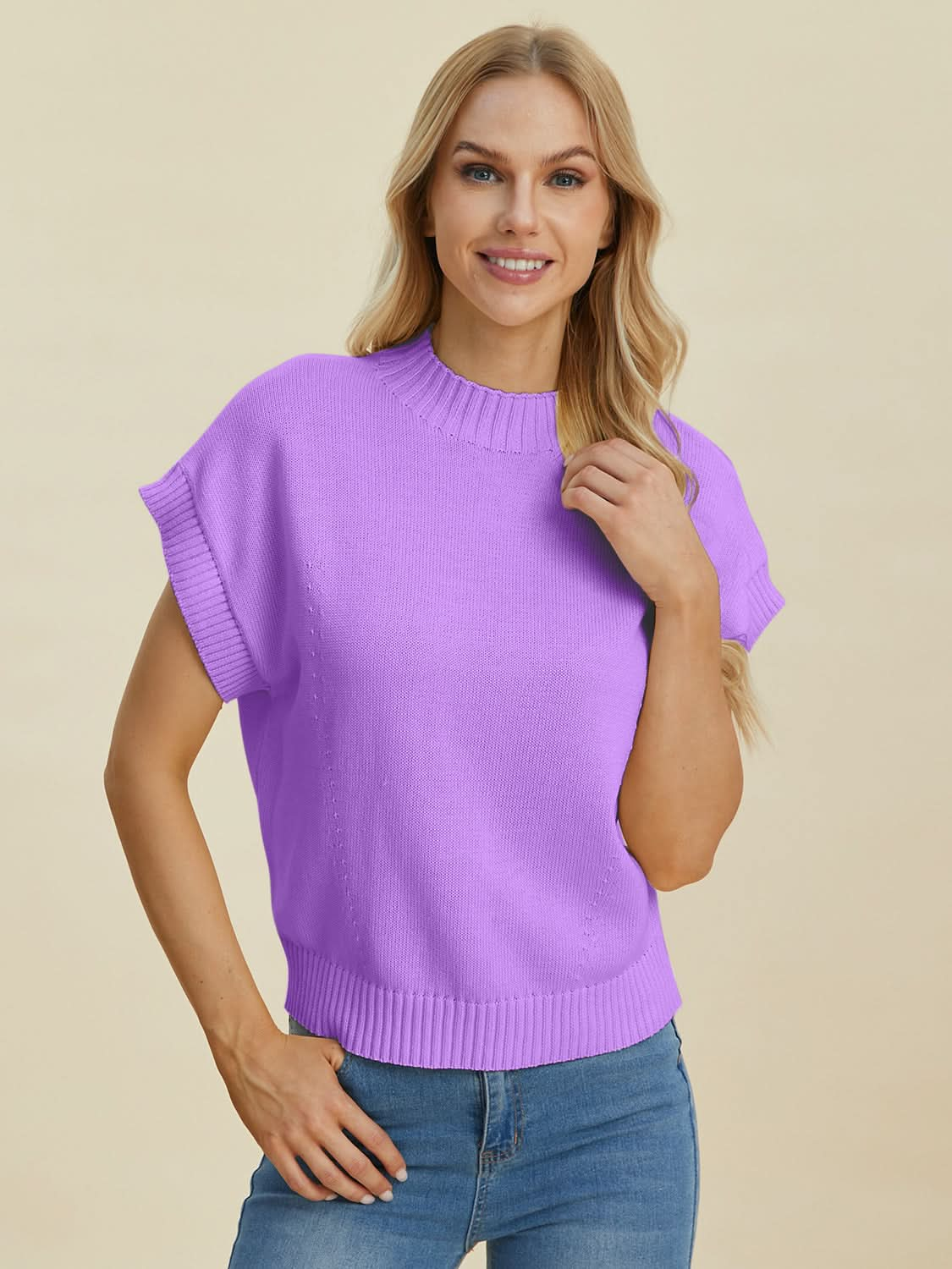 Double take mock neck sweater