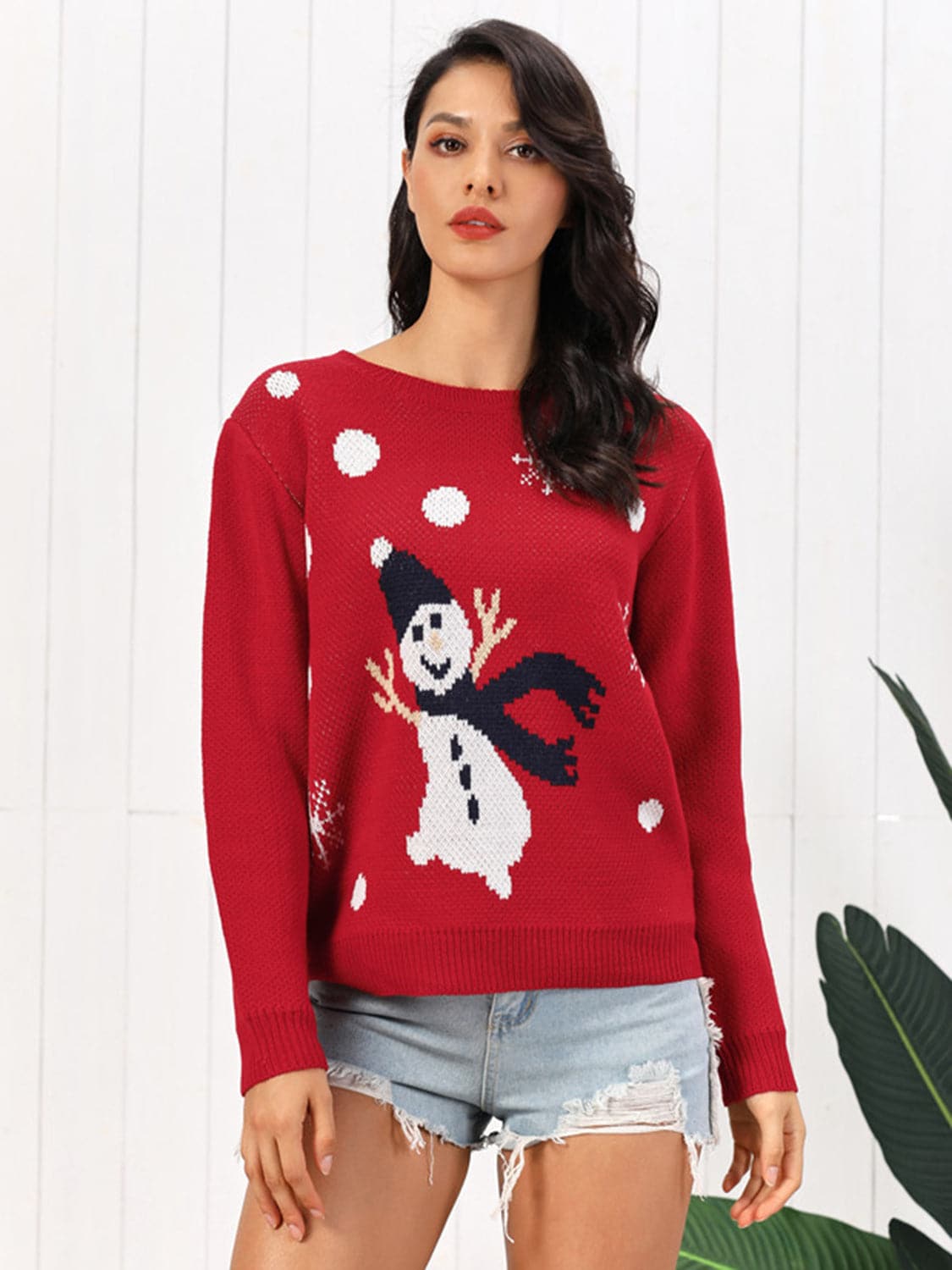 Snowman Round Neck Sweater.