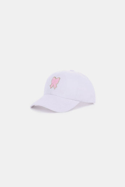 Zenana Ribbon Bow Chenille Patch Baseball Cap.