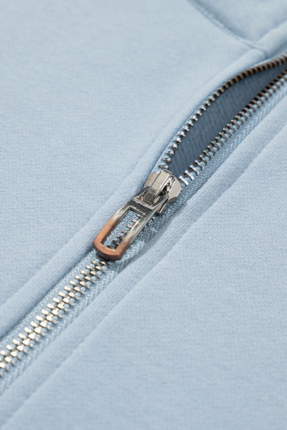 Sky Blue Half Zip Up Pullover Active Top and Joggers Set