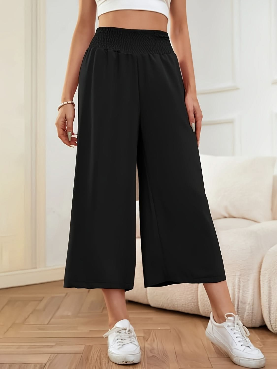 High-Waisted Wide Leg Trousers