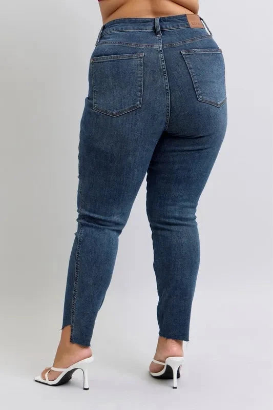 Judy Blue Full Size High Waist Tummy Control Step Hem Skinny Jeans Plus Size Coco’s Tee Boutique