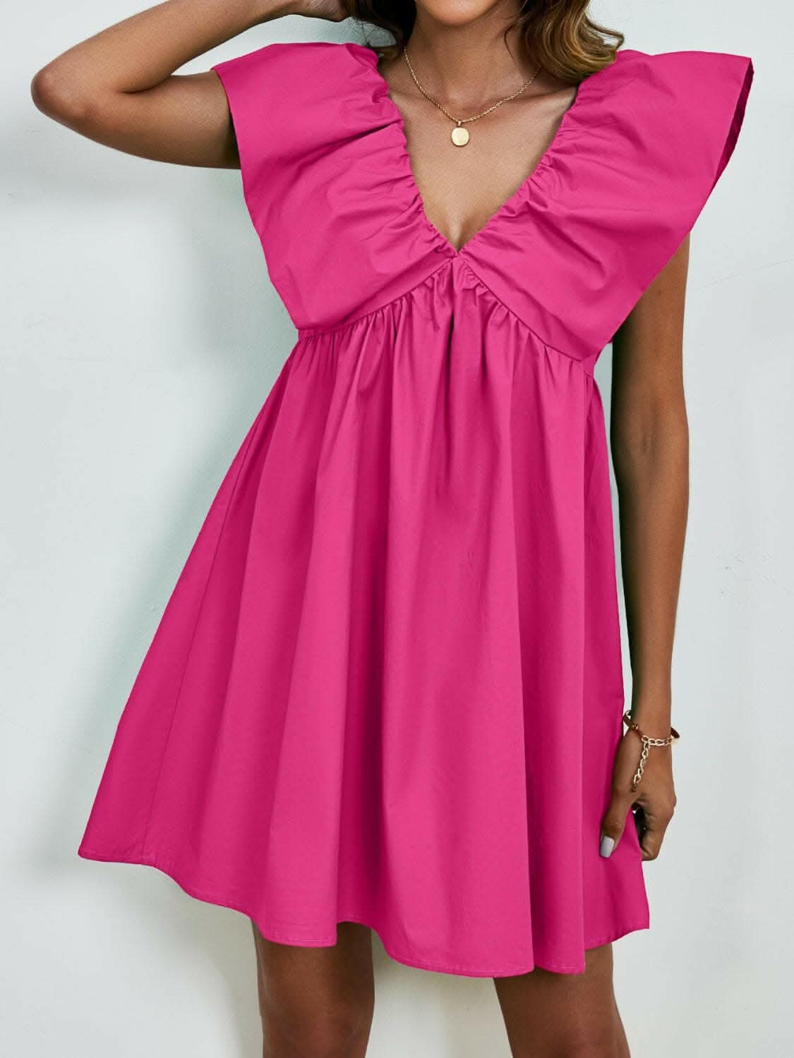V-neck cap sleeve mini dress - Love Salve 