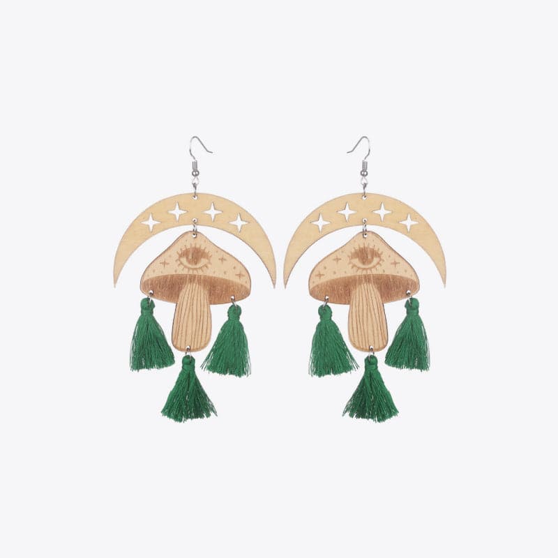 Celestial charm dangle earrings with tassel accents