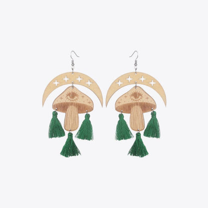 Celestial charm dangle earrings with tassel accents