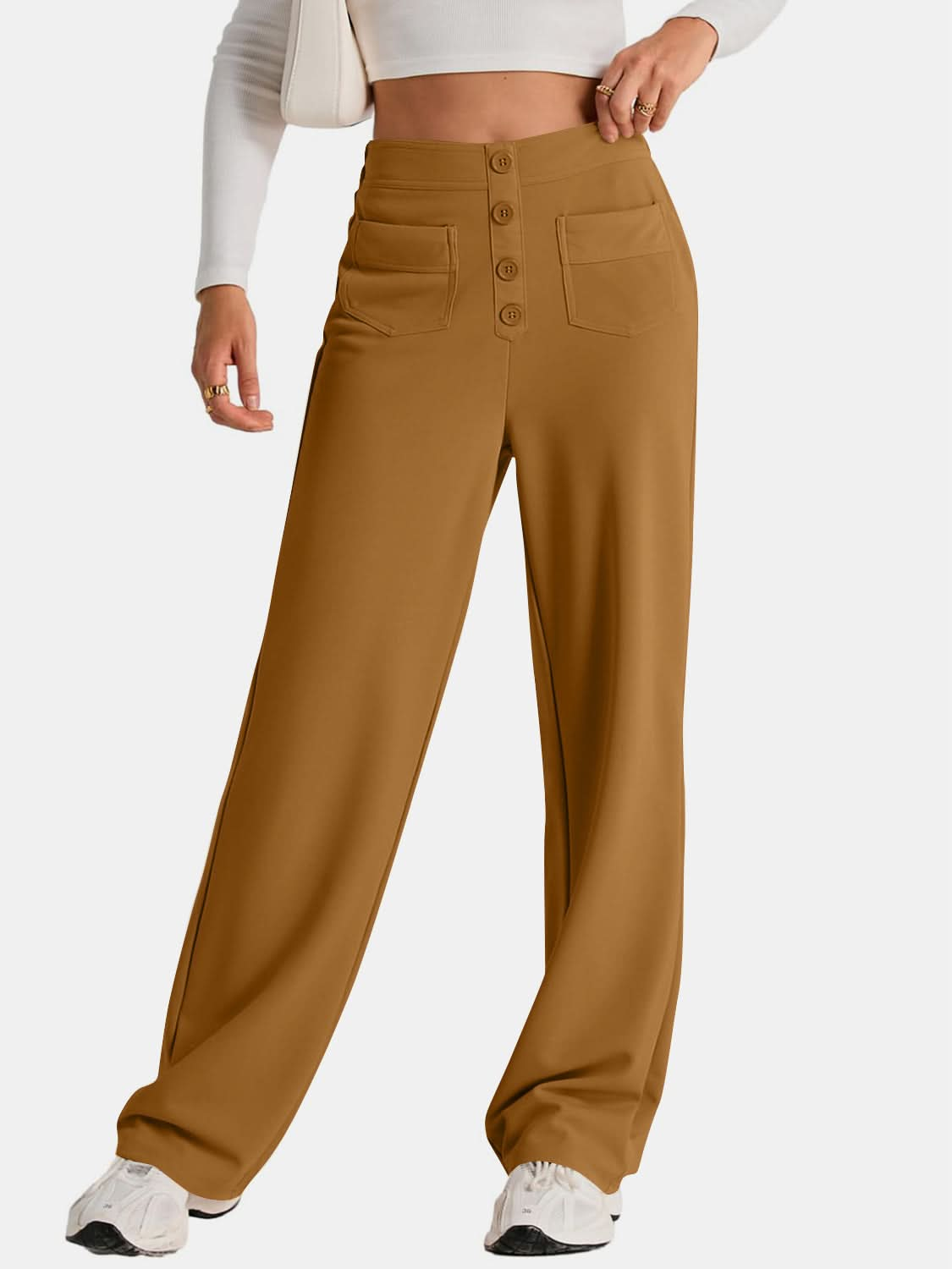 High Rise Wide Leg Trousers with Pockets