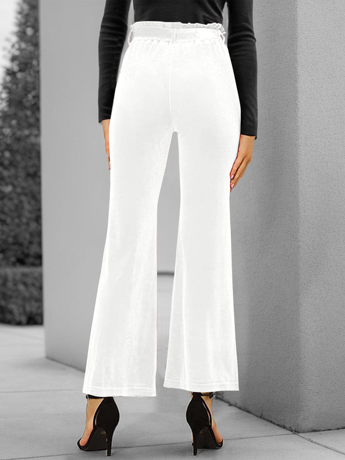 Full Size Tied High Waist Bootcut Pants.