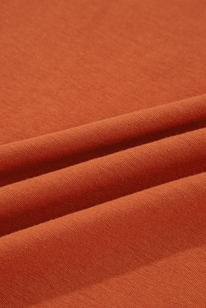 Red Clay Asymmetric Seam Detail Solid Color Long Sleeve Top