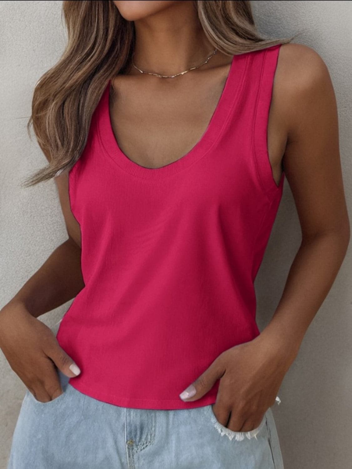 Solid Scoop Neck Tank.