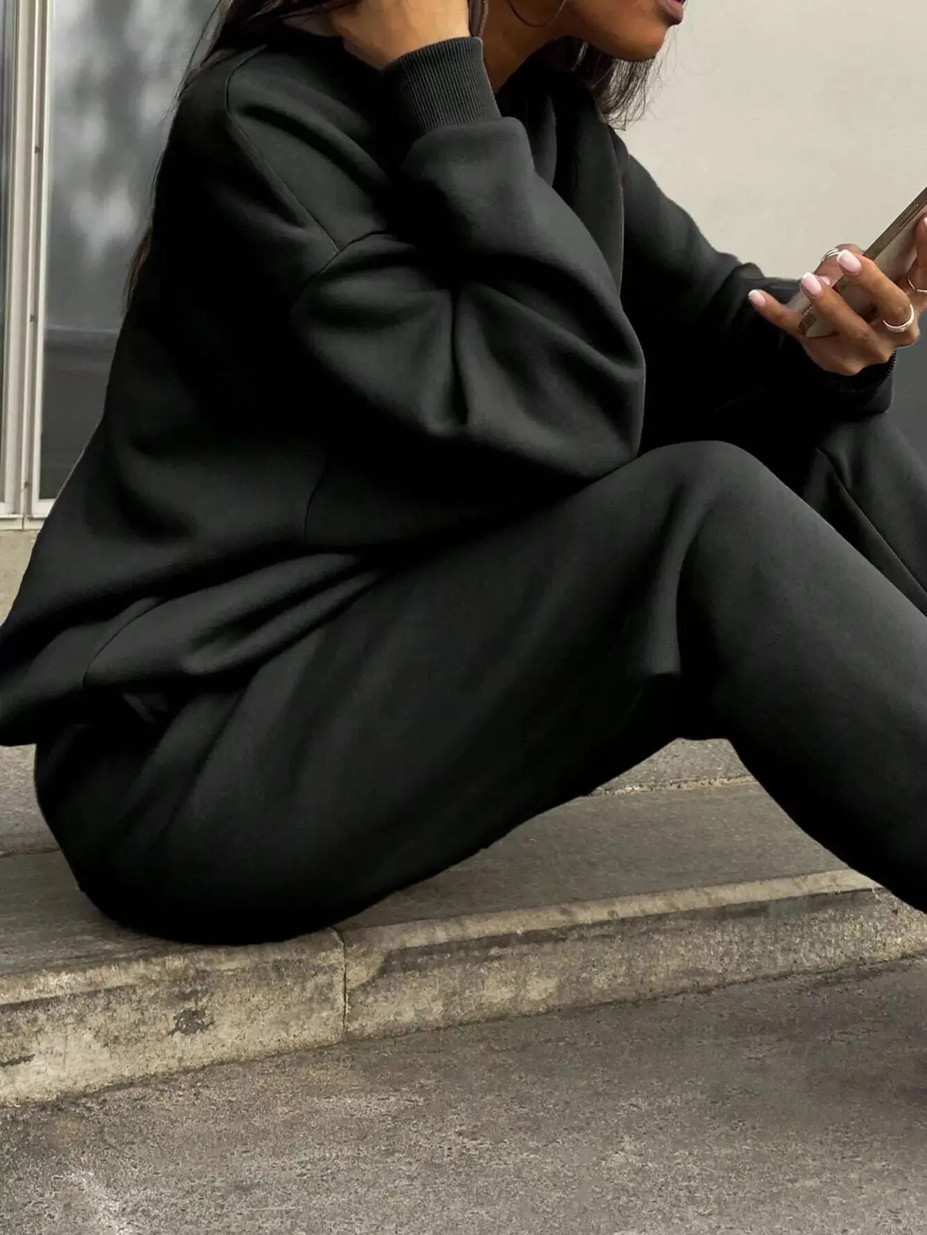 Half Zip Sweatshirt and Pants Set Simply Love