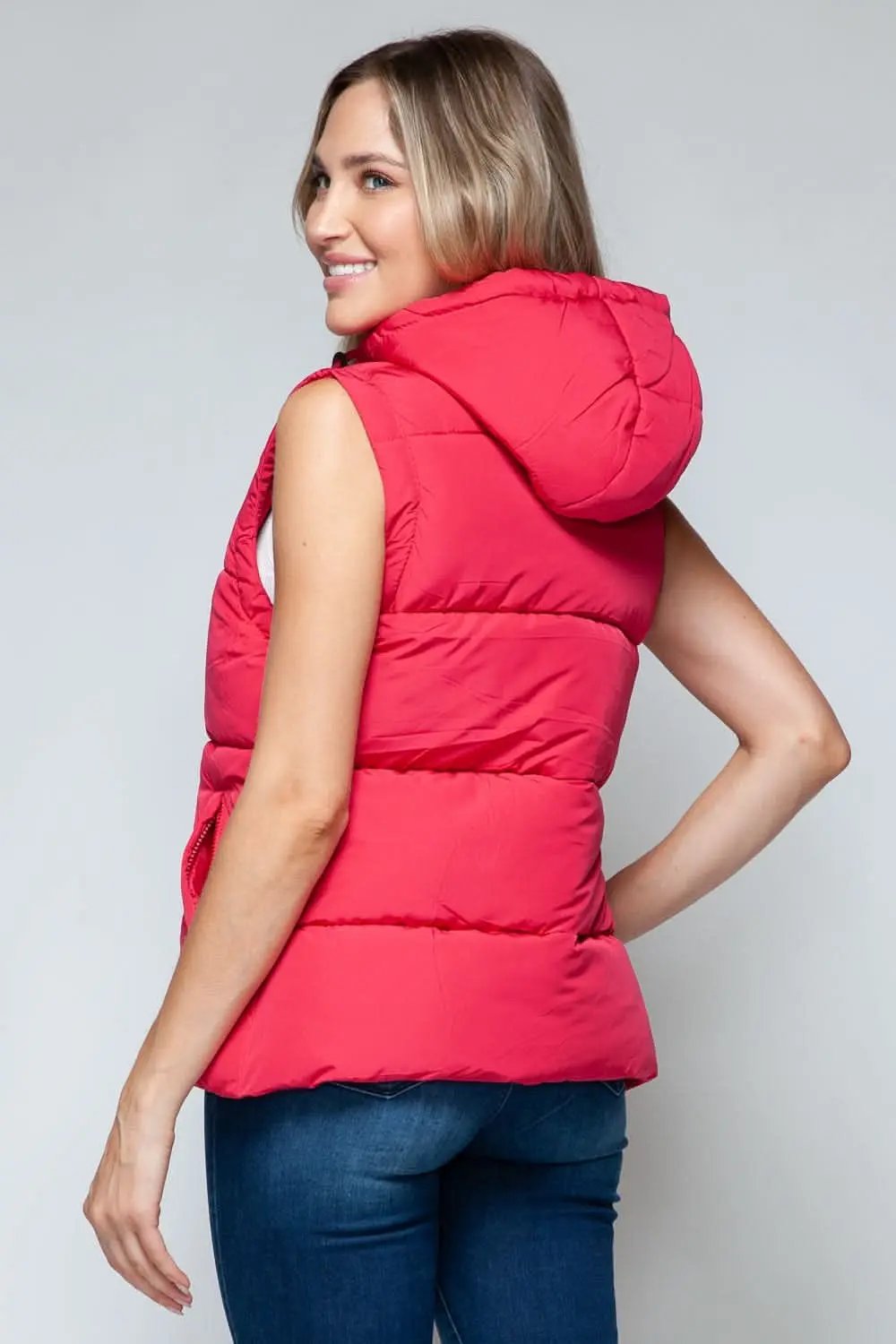 Snobbish hooded vest with zip and snap closures - Love Salve 