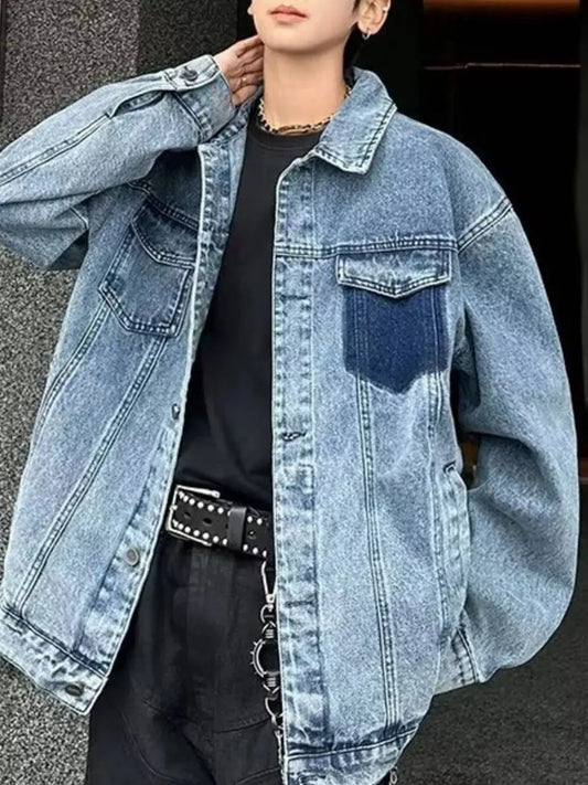 Men's Full Size Button Up Oversized Denim Jacket Plus Size Simply Love