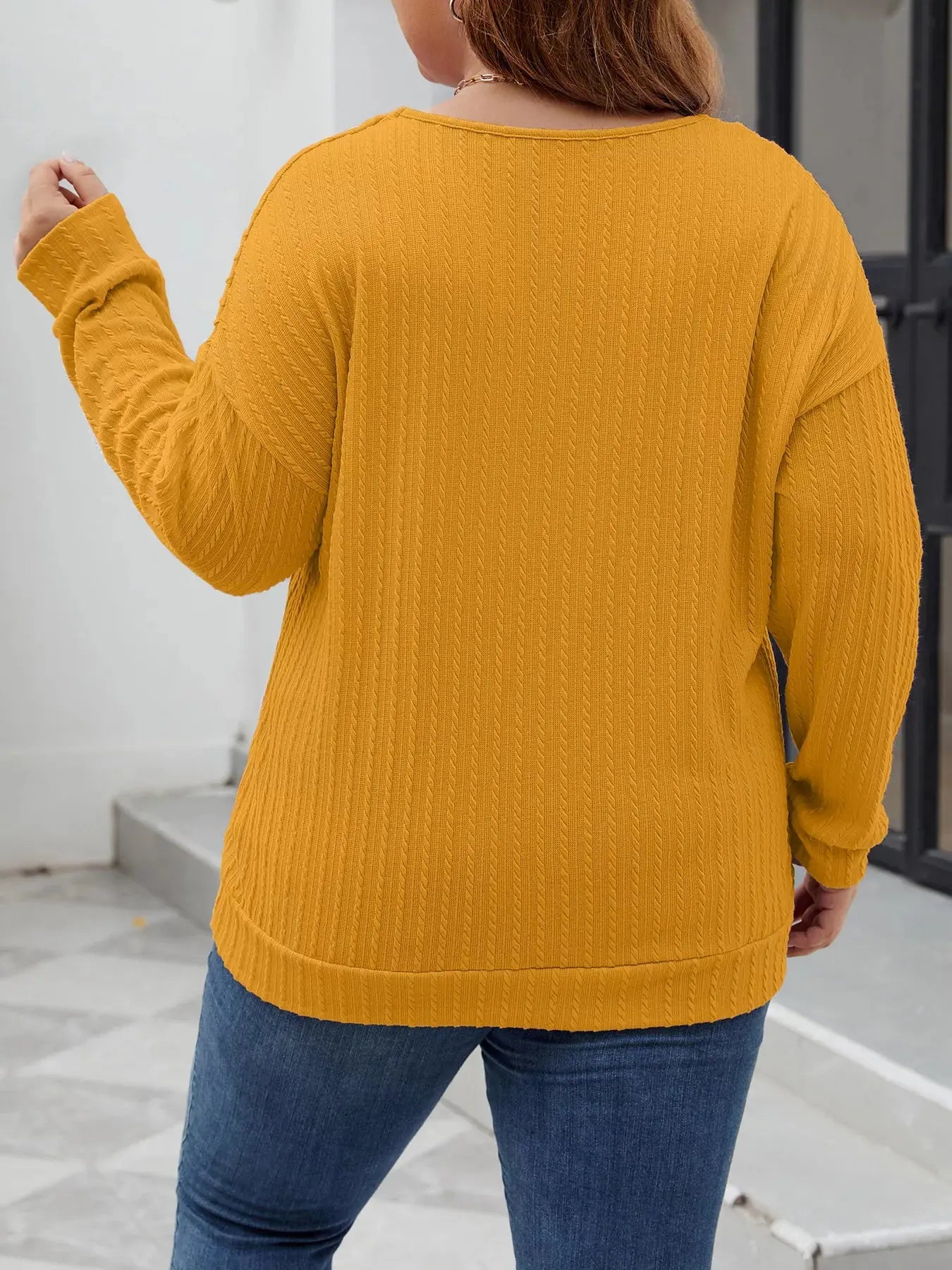 Plus Size V-Neck Dropped Shoulder Blouse Simply Love