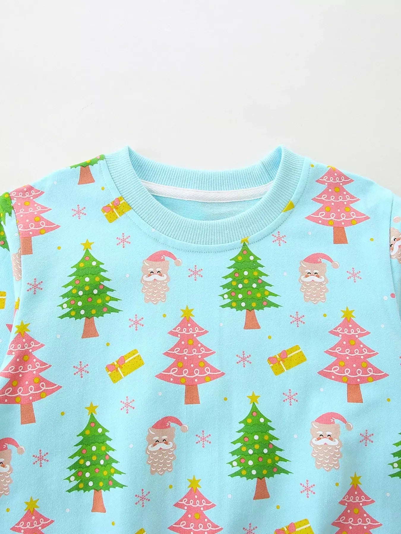 Children's Christmas Tree & Santa Print Crew Neck Sweatshirt Simply Love