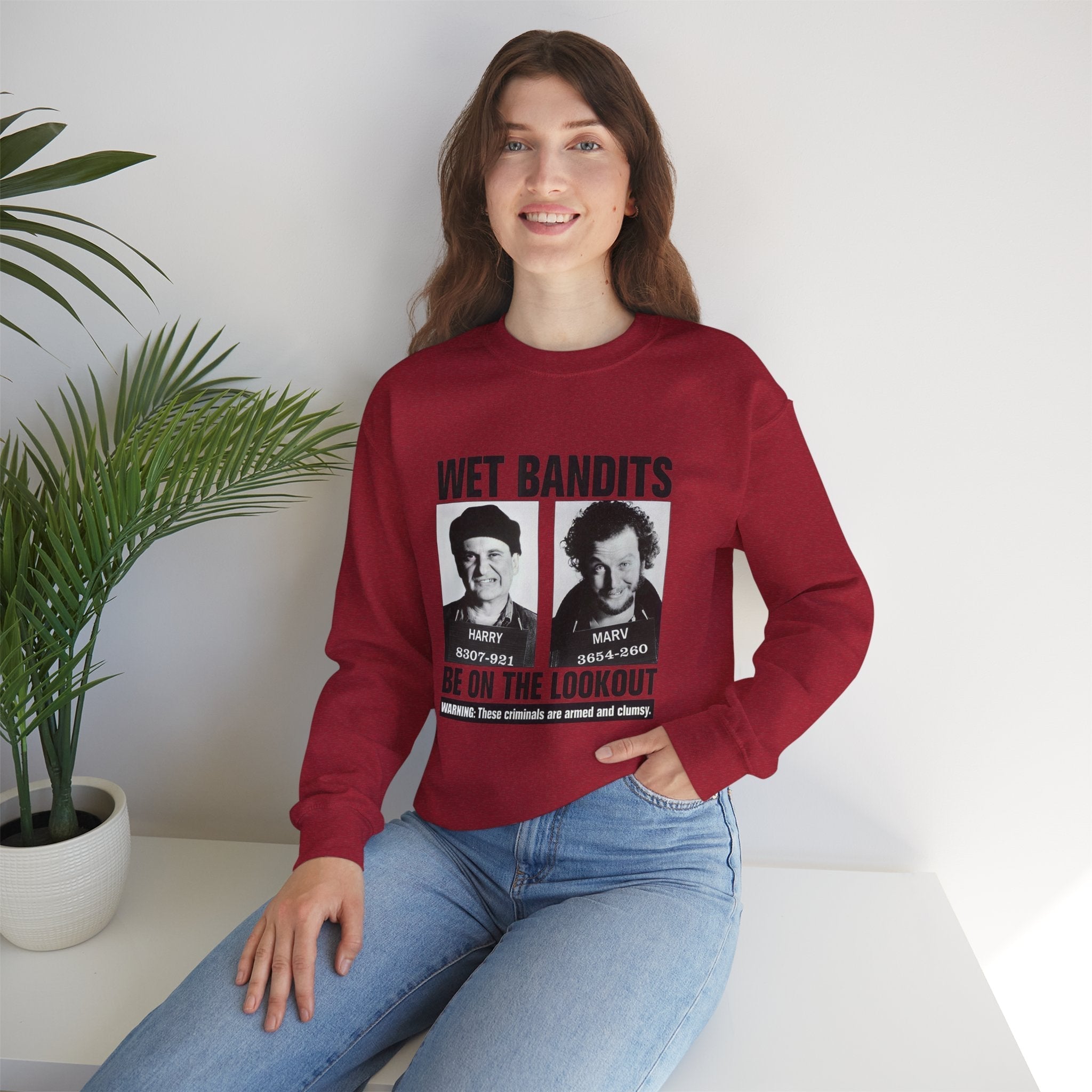 Wet Bandits Home Alone Christmas Sweatshirt With Mugshots Graphic Holiday Heist Edition Coco’s Tee Boutique