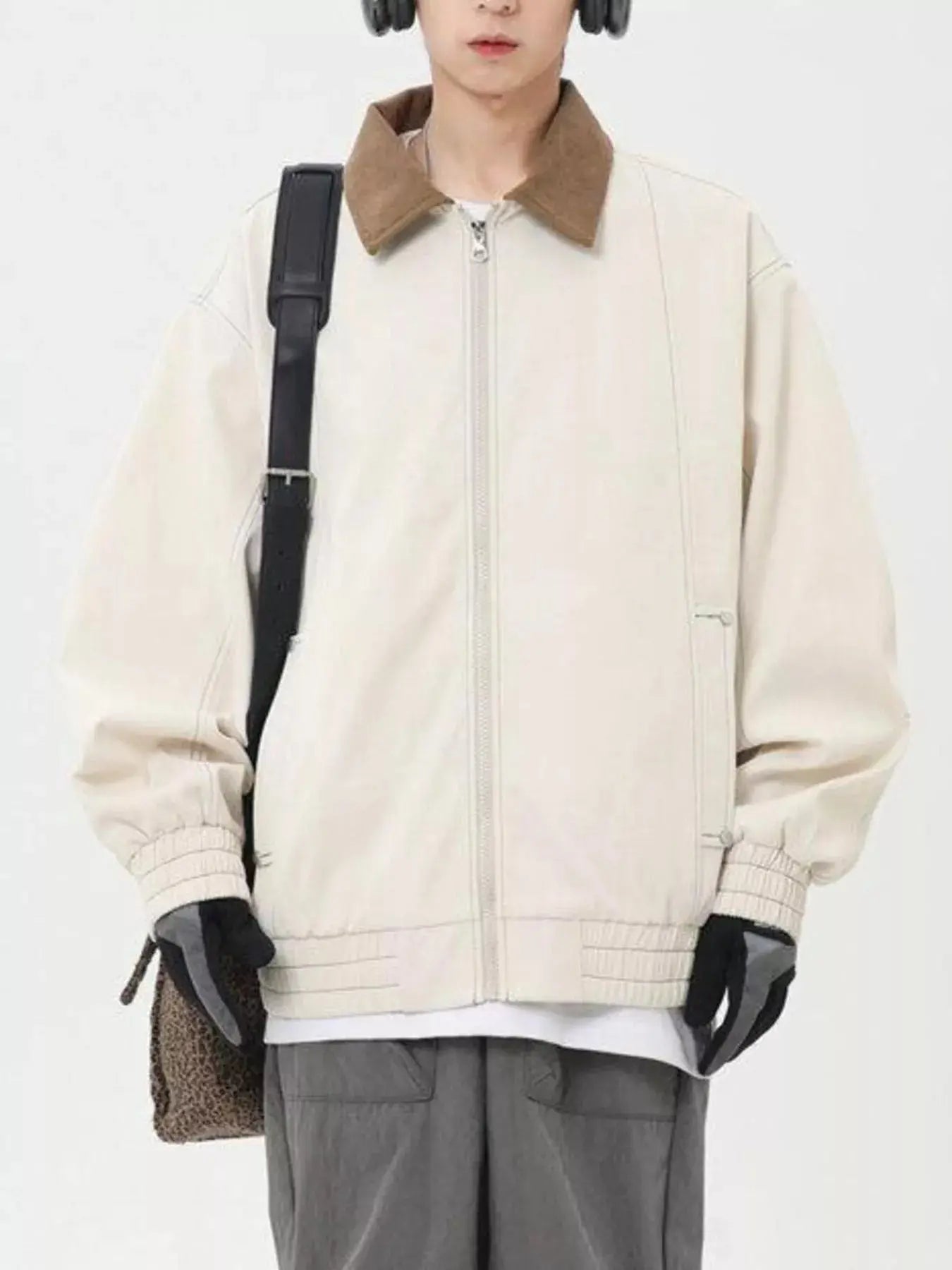 Men's Plus Size Collared Neck Zip-Up Jacket Simply Love