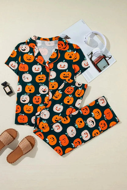 Autumn vibes pumpkin print loungewear set