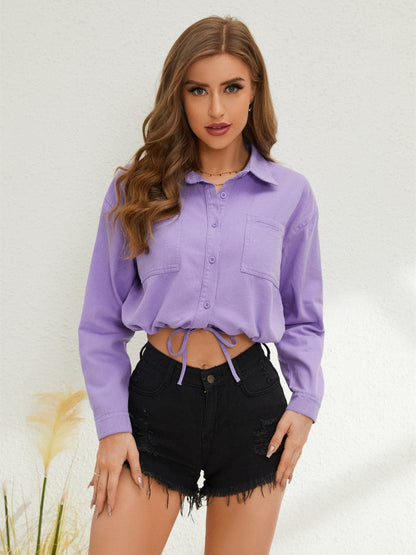 Chic collared long sleeve button-up shirt