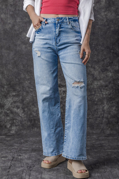 Chic light blue high rise jeans