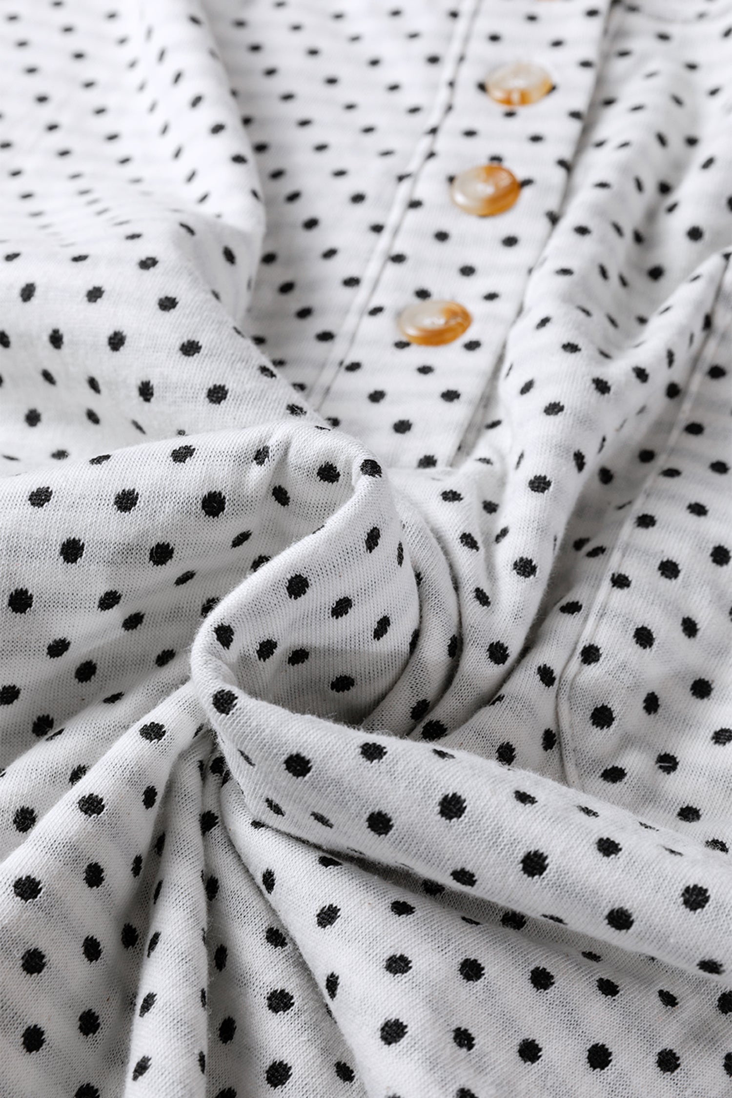 Beige Plus Size Dot Print Striped Patchwork Long Sleeve Henley Top Dear-Lover Dropshipping