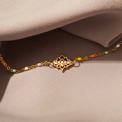 Lotus Shape 18K Gold-Plated Bead Bracelet.