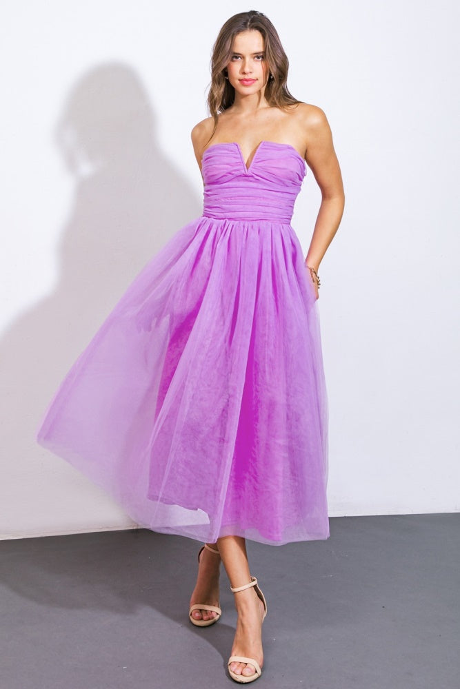 Orchid Strapless Midi Dress PinkBlush