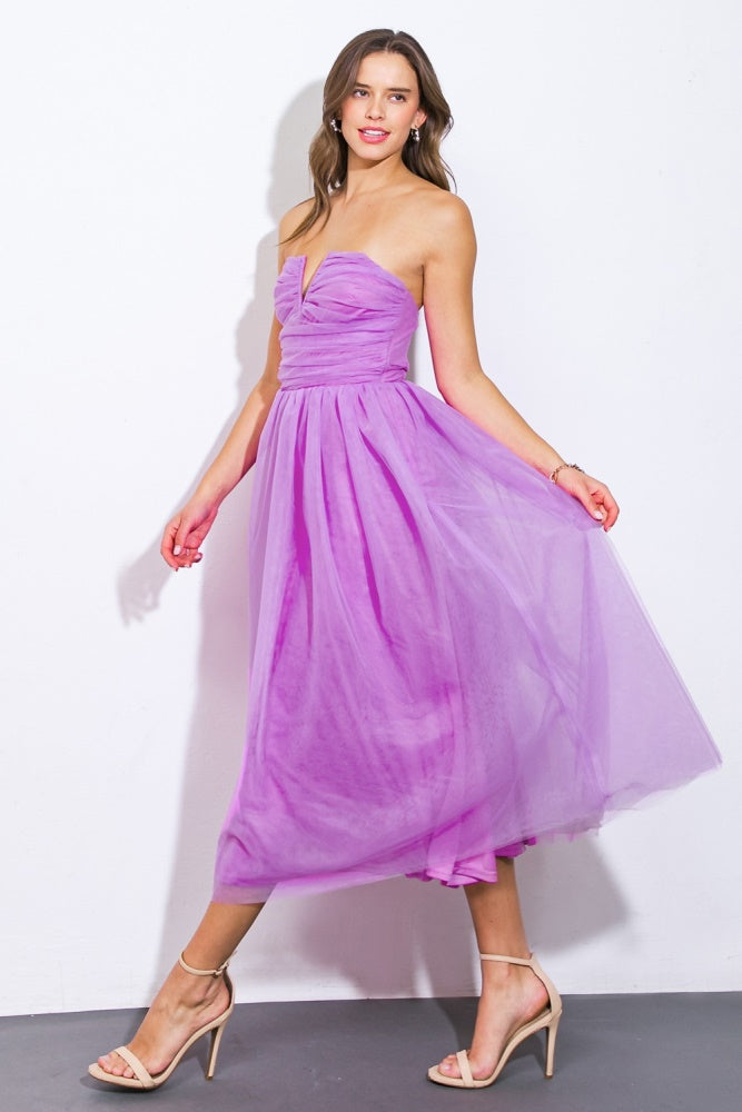 Orchid Strapless Midi Dress PinkBlush