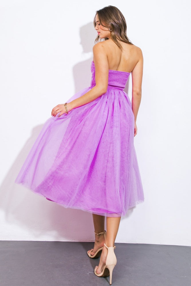 Orchid Strapless Midi Dress PinkBlush
