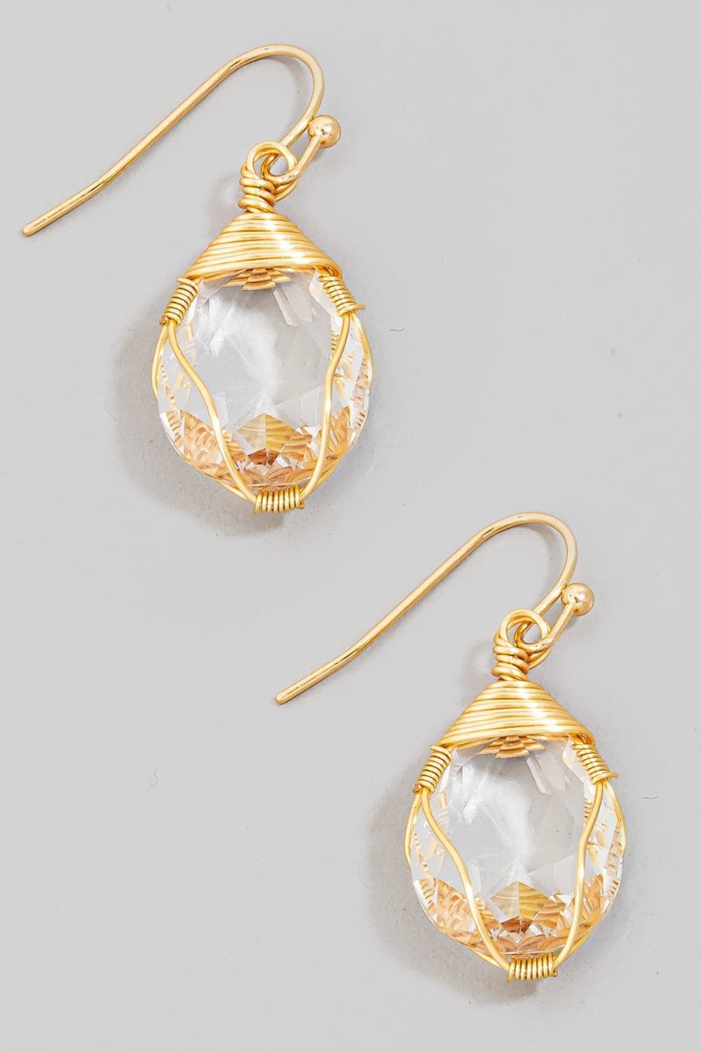 Elegant wire-wrapped glass gem dangles