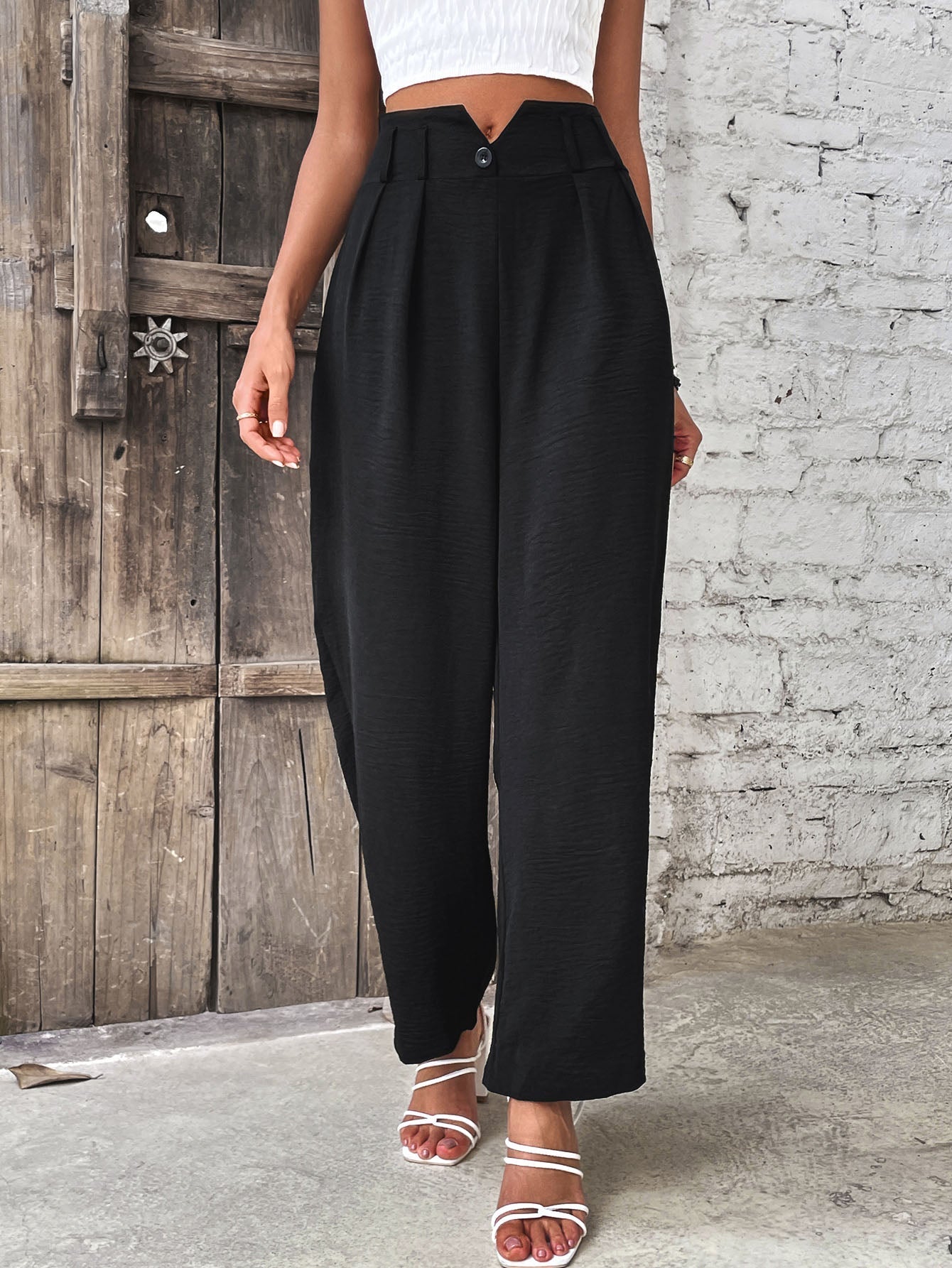 Perfee Ruched High Waist Straight Leg Pants Coco’s Tee Boutique