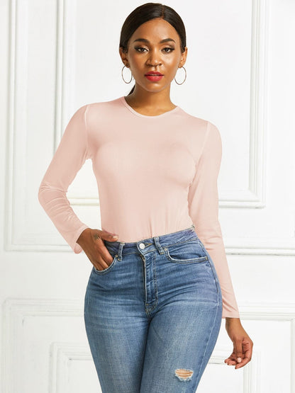 Round Neck Long Sleeve Bodysuit.