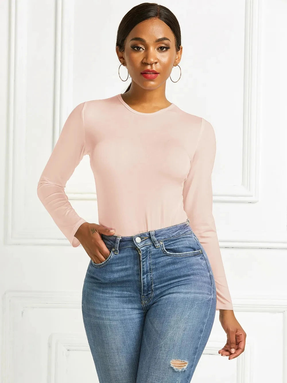 Round Neck Long Sleeve Bodysuit Coco’s Tee Boutique
