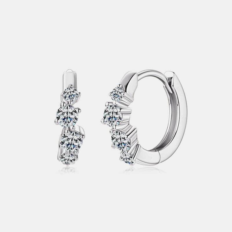 925 Sterling Silver Moissanite Huggie Earrings.