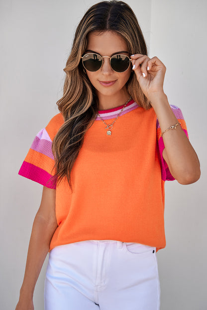 Carrot color block knitted top