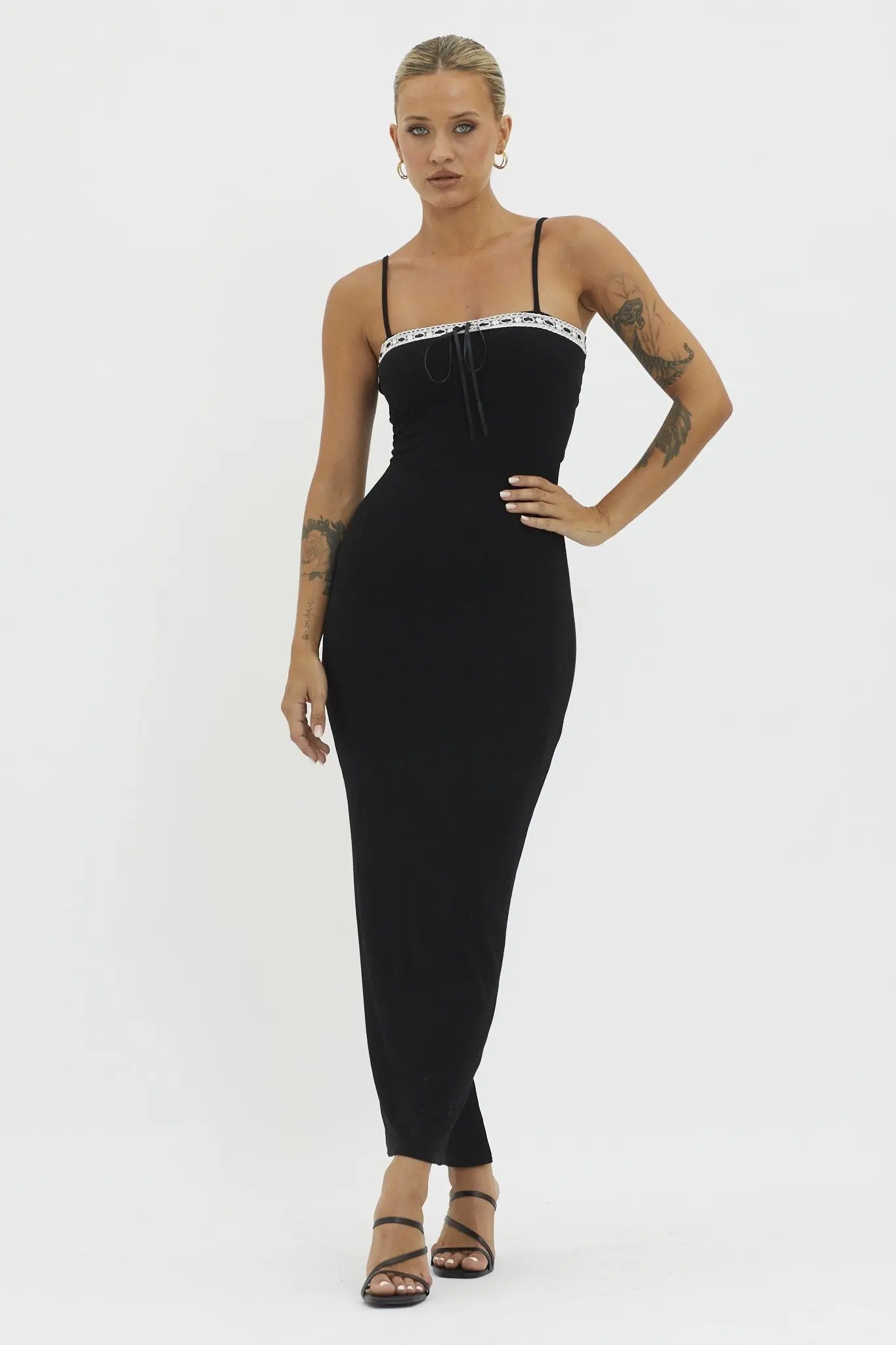 Black Lace Trim Back Twist Maternity Dress PinkBlush