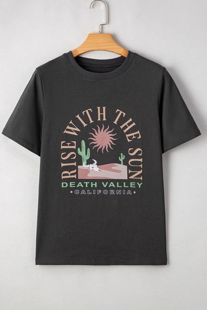 Sunrise Vibes Western Graphic Tee in Dark Grey