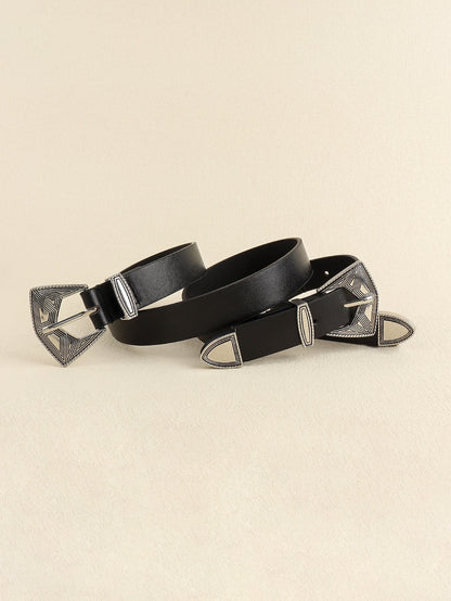 Double Buckle PU Leather Belt.