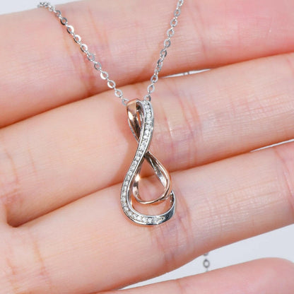 925 Sterling Silver Inlaid Moissanite Infinity Pendant Necklace.