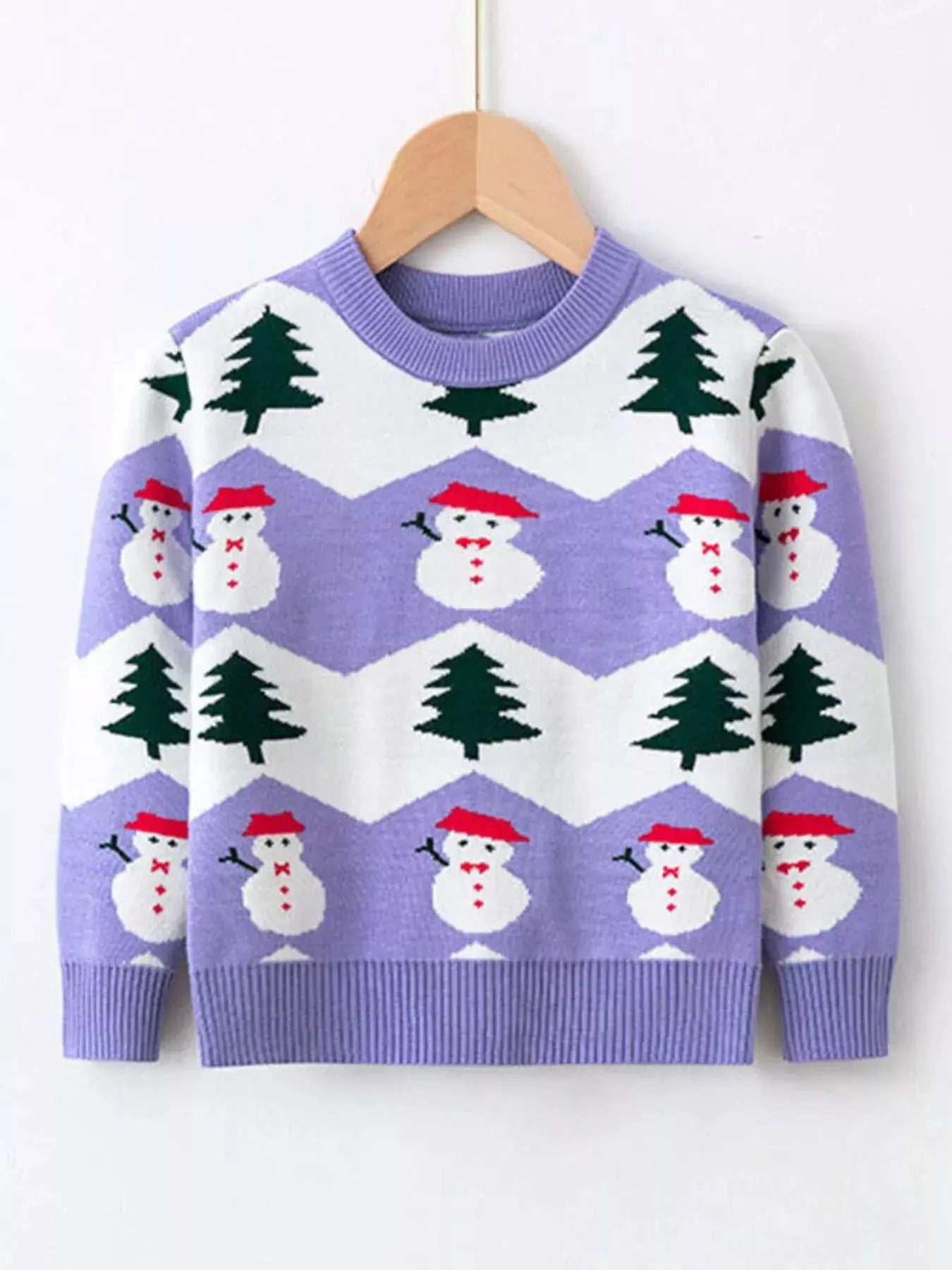 Children's Snowman & Tree Pattern Sweater Simply Love