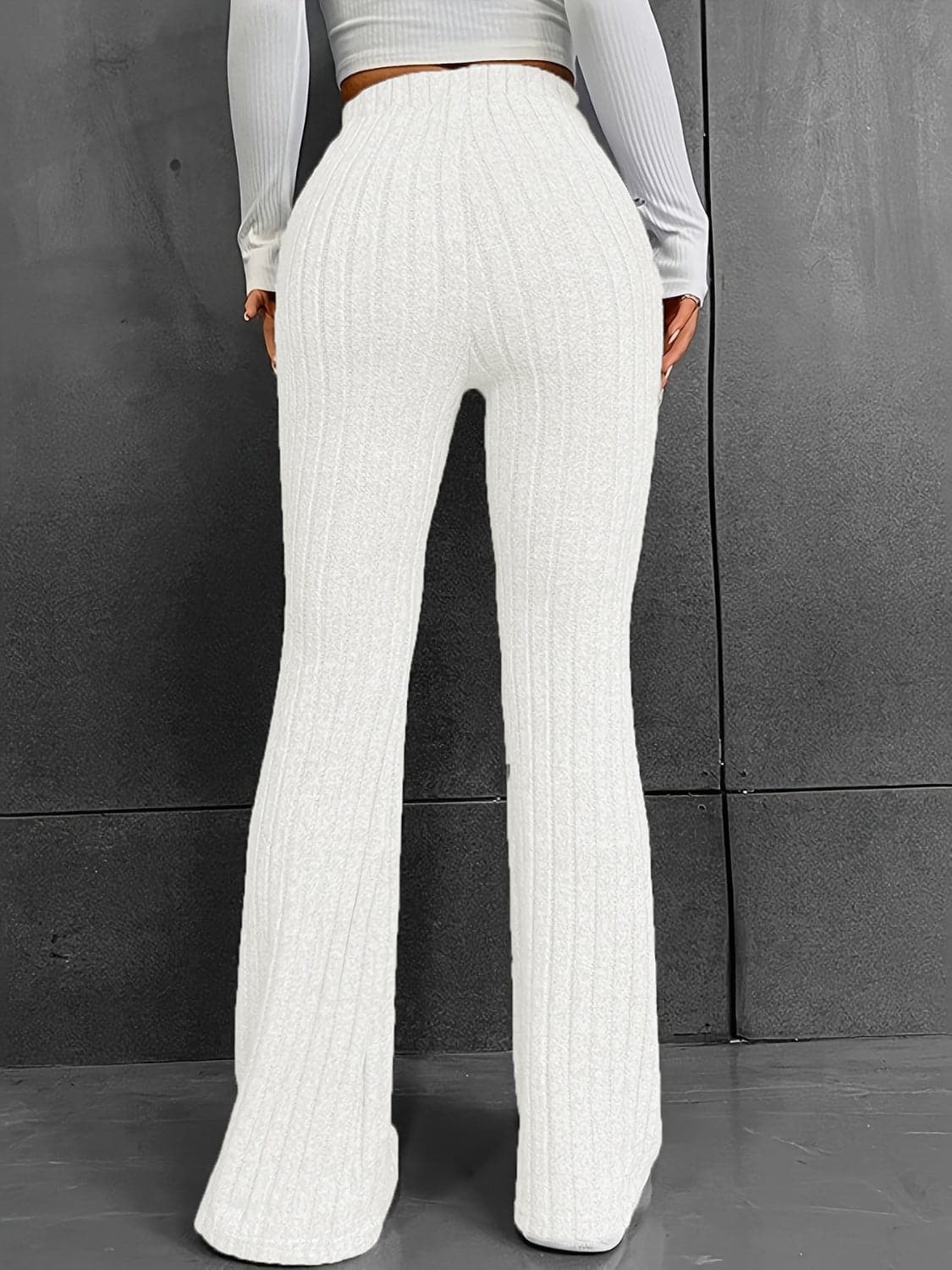 Ribbed High Waist Bootcut Pants.