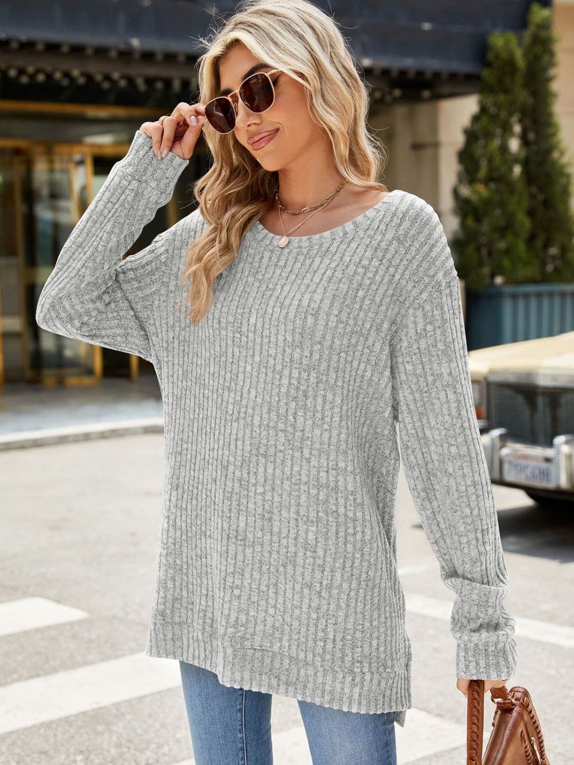 Round Neck Long Sleeve T-Shirt.