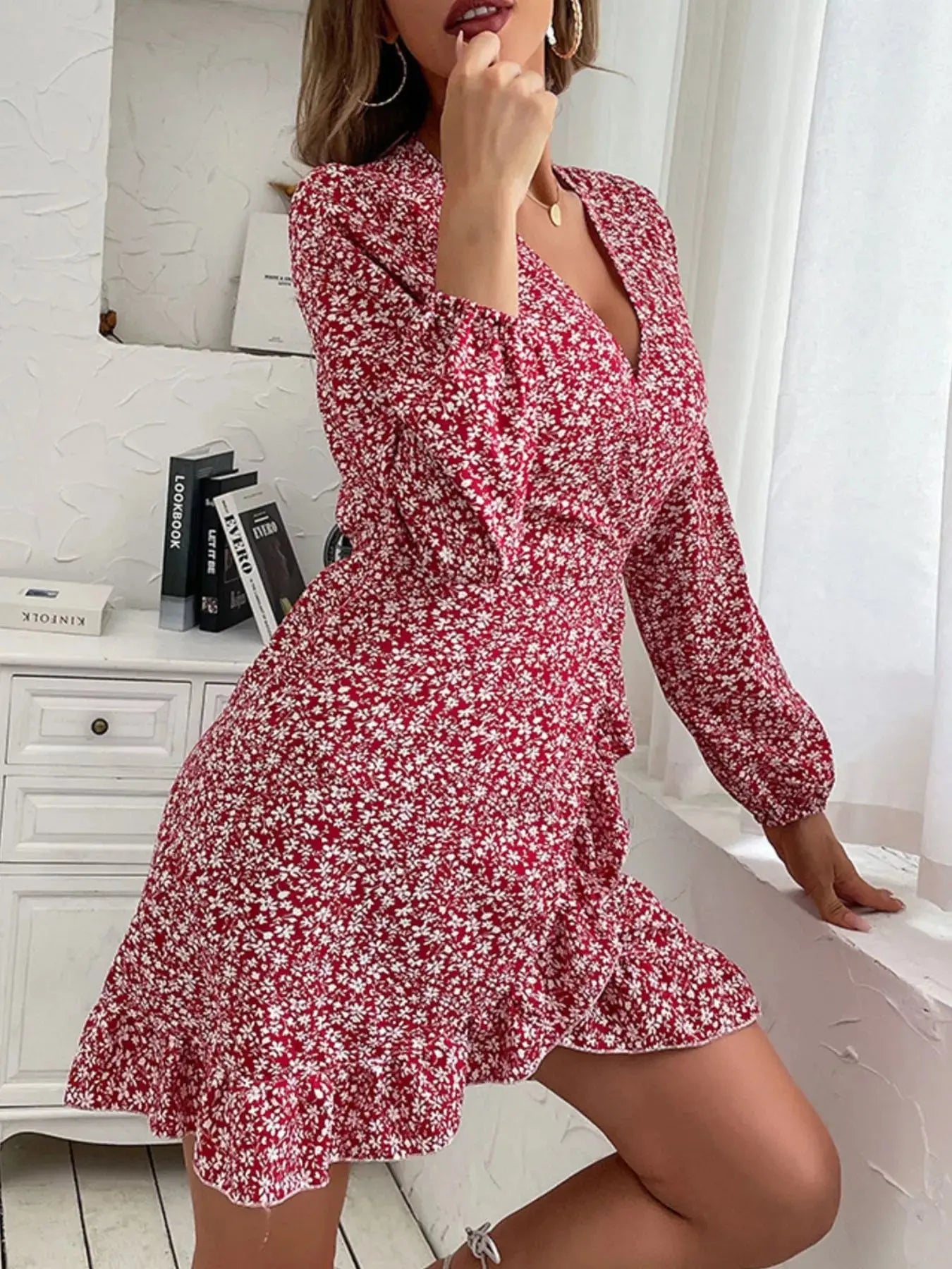 Floral Print Wrap Mini Dress Simply Love