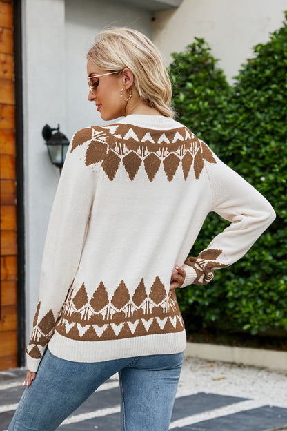 Round Neck Long Sleeve Sweater.