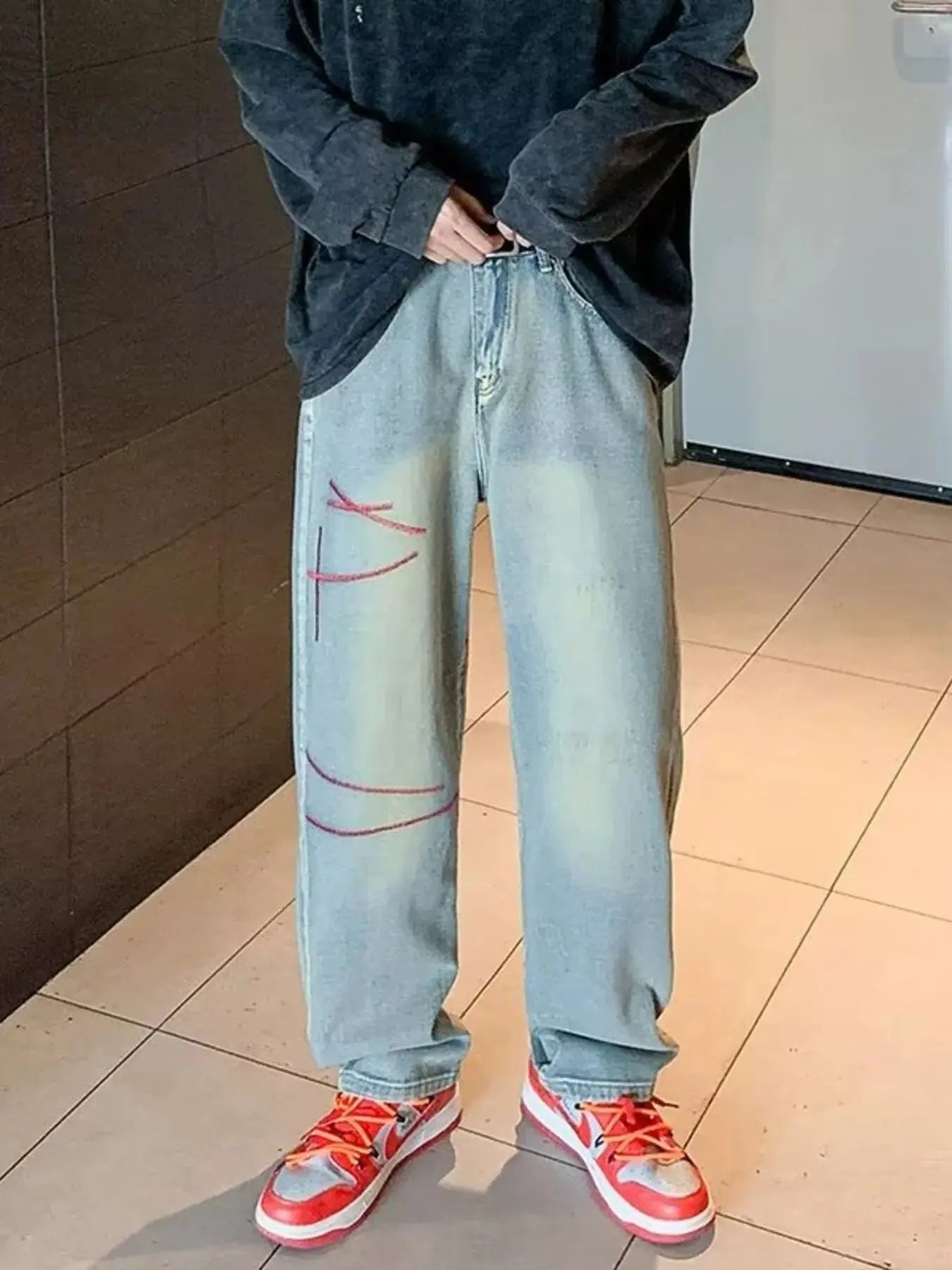 Men's Full Size Washed Wide Leg Jeans Plus Size Simply Love