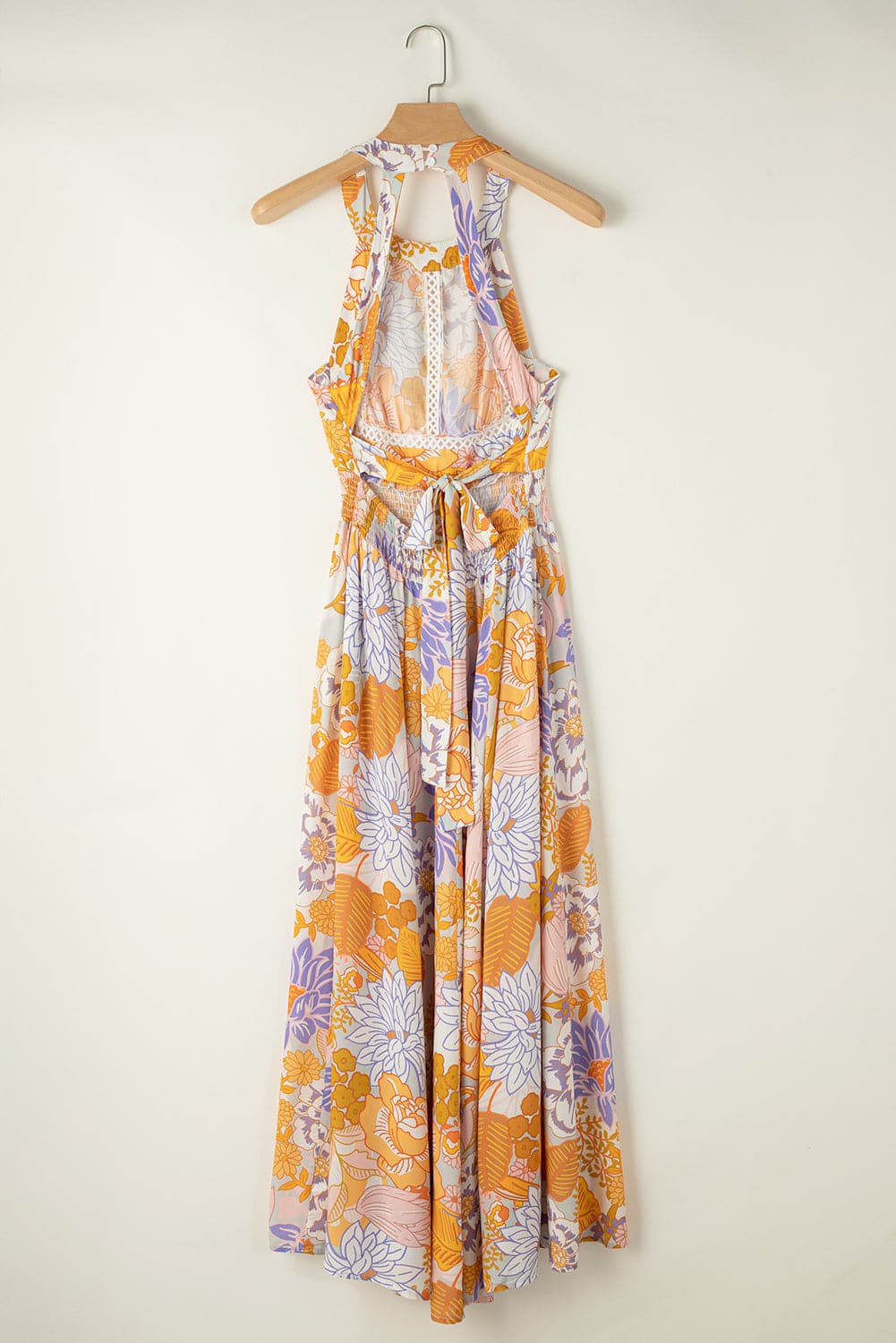 Tied Printed Grecian Sleeveless Maxi Dress.