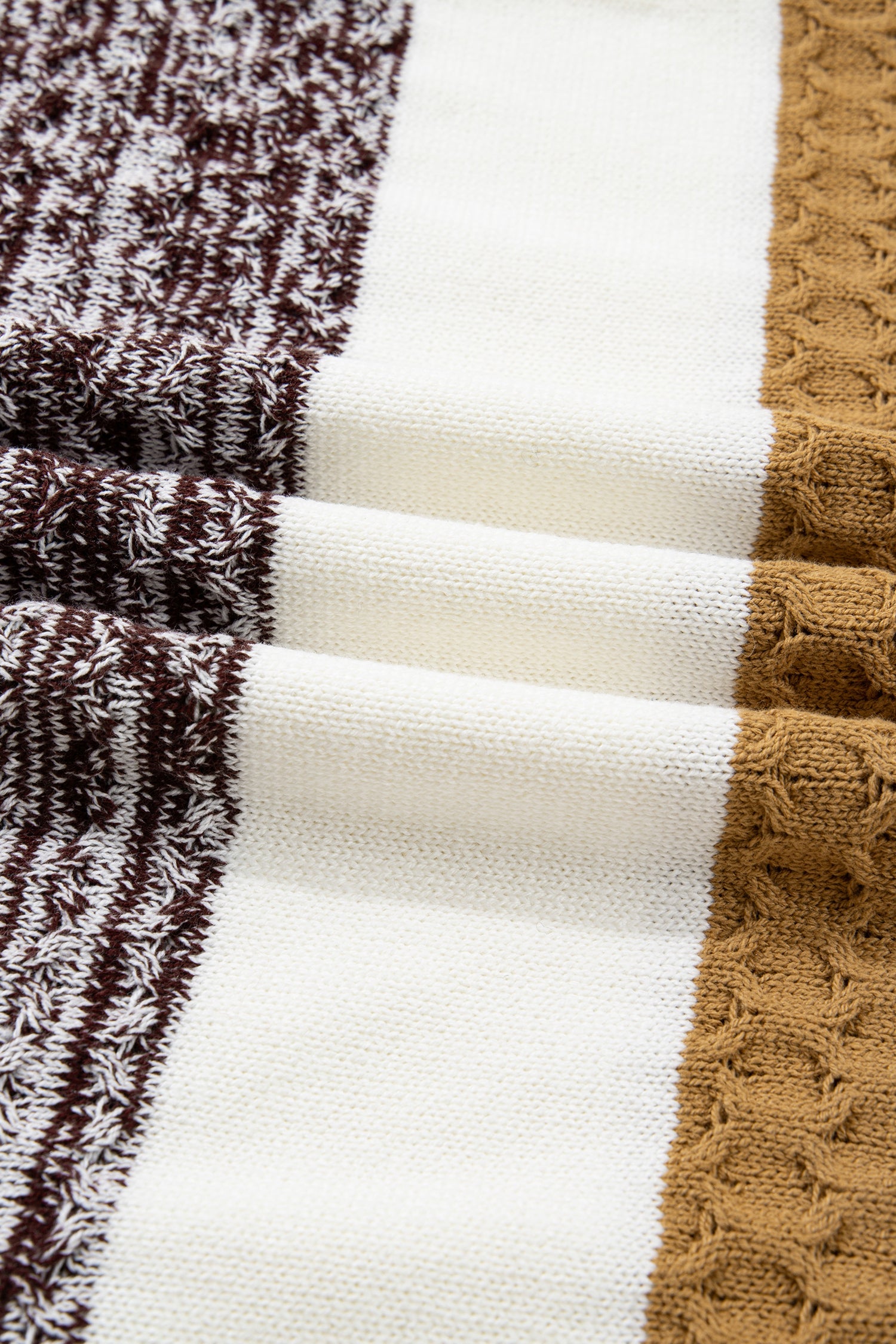 Dear-Lover Brown Knit Striped Sweater Women's Casual Fall Pullover Cozy Knitwear Dear-Lover Dropshipping