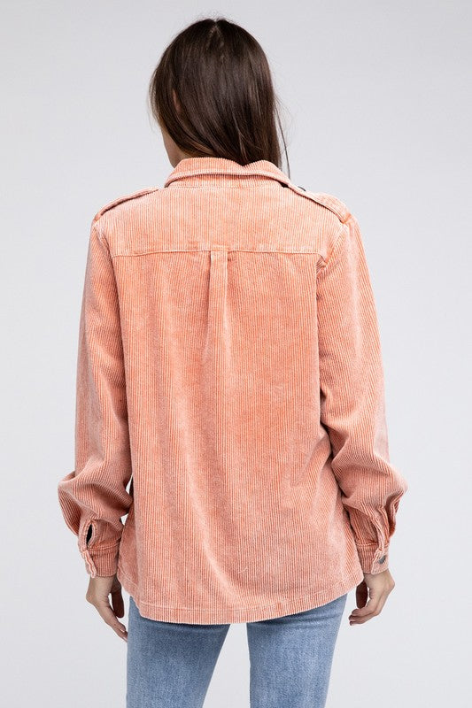 Corduroy Button-Up Jacket for Women