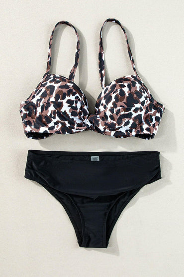 Leopard Sweetheart Neck Bikini Set.